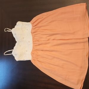 White Lace Bodice with Sheer Cream  Bottom Dress